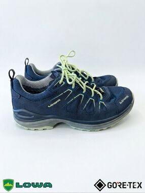 Lowa Innox Evo GTX Lo Women's Hiking Shoes Navy Lime Gore-Tex Size 10
